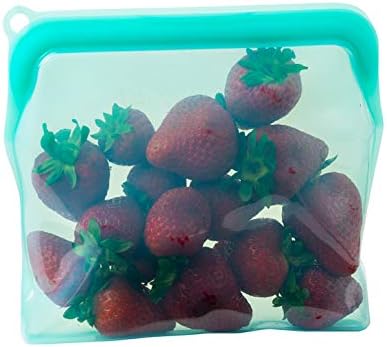 Two-30 oz 100% Silicone Bags Reusable Storage - Freezer Bags - Eco-friendly, Food-Grade, Leak-Proof Zipper Bags - 2 Pack Reusable Silicone Bags For Food Storage (4 Cups/ 30 oz.)