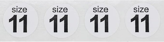 Shoe Size 11 White Stickers - 3/4 Inch Round, 500 Semi-Gloss Adhesive Labels Per Roll for Retail, Footwear Inventory, and Organization - Made in The USA