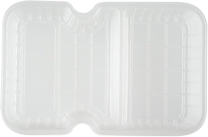 Restaurantware TRAYS ONLY: Futura 10 Ounce Trays For Meal Prep Containers 100 Microwavable Trays For 32 Or 37 Ounce Containers - Containers Sold Separately 2 Compartments White Plastic Food Trays
