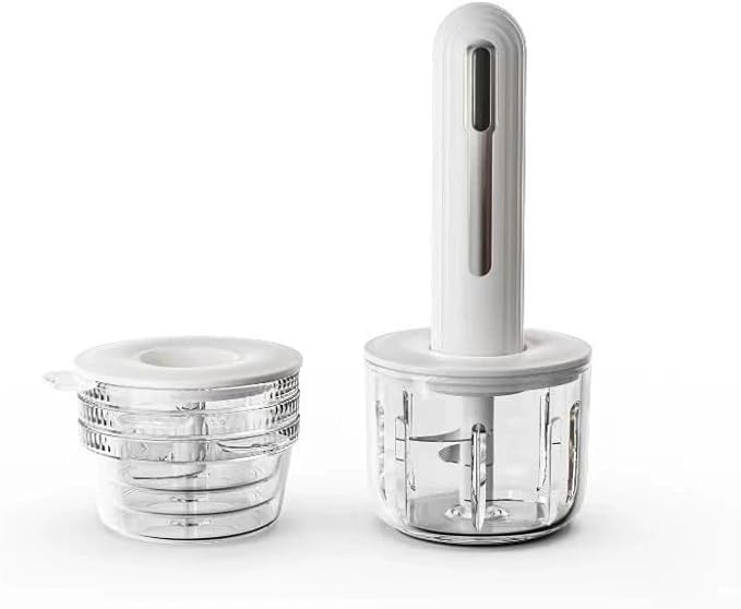 MINI Cordless Food Processor Electric Vegetable Chopper,USB Rechargable Compact Meat Grinder with 4 Cups & 2 Slicers for Baby Food Kitchen,Mincing Pureeing Onion Garlic Chili & Spices(Ivory)