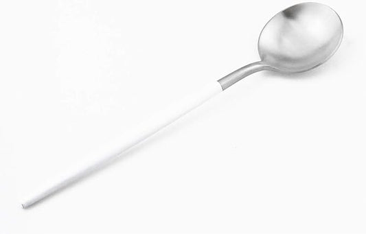 White Silver Flatware, Royal 5-Piece Matte White Handle 18/10 Stainless Steel Tableware Sets for 1 Including Forks Spoons Knives, Camping Silverware Travel Utensils Set Cutlery (White Silver)