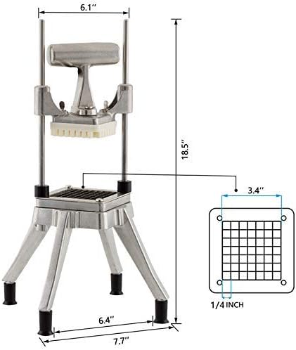 Commercial Vegetable Dicer, Stainless Steel Blade Quick Chopper Machine Easy for Onion Tomato Pepper Potato(1/4")