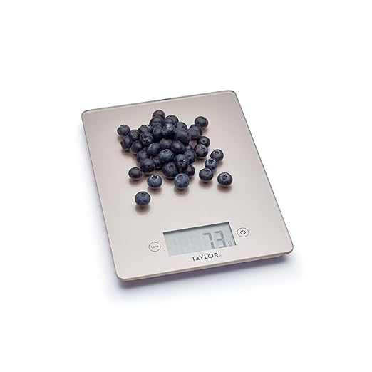 Taylor Pro Digital Kitchen Food Scales with Ultra Thin Design, Compact Professional Standard Tare Feature with Precision Accuracy, Copper Glass, Weighs 5 kg Capacity