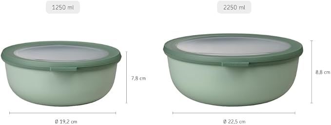 Rosti Mepal RST62120BLU Cirqula Multi Food Storage and Serving Bowl with Lid, Low 1.3 Quart, Nordic Blue