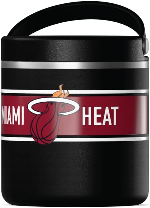 Hydrapeak x NBA Officially Licensed Miami Heat 25oz Stainless Steel Vacuum Insulated Thermos Food Jar with Handle, Wide Mouth Leak-Proof Soup Thermos for Adults, 10 Hours Hot and 16 Hours Cold