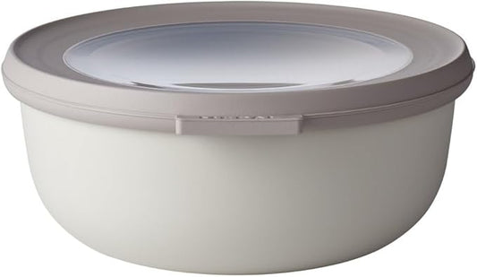 MEPAL, Cirqula Multi Food Storage and Serving Bowl with Lid, Food Prep Container, Shallow, Nordic White, 0.8 Quart (750 milliliters, 25 ounces), 1 Count