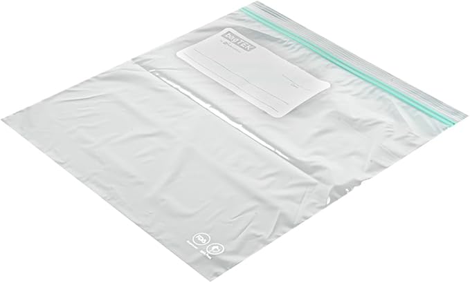 Restaurantware Bag Tek 1 Gallon Storage Zip Bags 25 Disposable Zipper Pouch Bags - Double Zipper Greaseproof Clear Plastic Zip Bags With Write-On-Label For Food Organization And Storage
