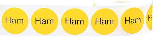 Yellow with Black Ham Circle Dot Adhesive Stickers, 1 Inch Round Labels, 500 Total Stickers