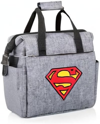 PICNIC TIME DC Comics Superman On The Go Lunch Bag, Soft Cooler Lunch Box, Insulated Lunch Bag, (Heathered Gray)