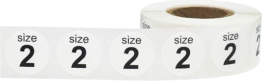 Shoe Size 2 White Stickers for Retail Clothing 0.75 Inch 500 Total Adhesive Labels