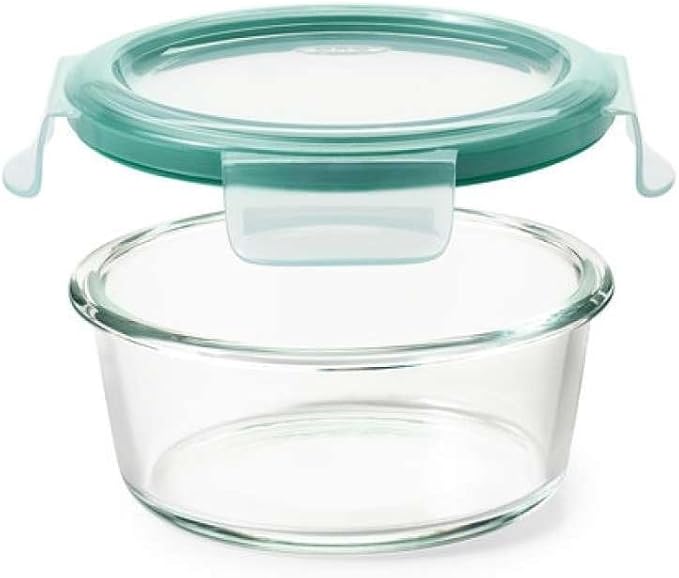 OXO Good Grips 2 Cup Smart Seal Glass Round Food Storage Container, Clear, 1 Count (Pack of 1)