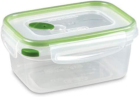 Sterilite Ultra-Seal 4.5 Cup Rectangle, Airtight Food Storage Container, Latching Lid, Microwave and Dishwasher Safe, Clear With Green Gasket, 6-Pack