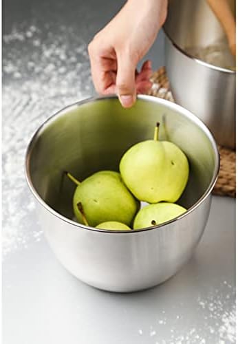 Stainless Steel Mixing Bowl, Kitchen 304 Salad Stainless Steel Mixing Deep Bowl, Anti-flying Design Kitchen Metal Bowls for Cooking Baking Marinating Cake Bread Salad 8.26X5.51 inches