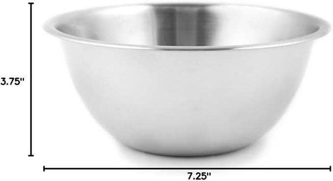 Fox Run Stainless Steel Small Mixing Bowl, 7.25 x 7.25 x 3.75 inches, Metallic