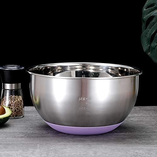 Mixing Bowl Large Stainless Steel 5 Quart Deep Bowl Kitchen Metal with Non-slip Bottom for Baking Cooking Marinating & Food Prep Serving, Dishwasher Safe