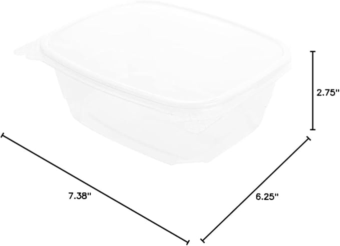 Restaurantware Thermo Tek 32 Ounce Deli Food Containers 100 Anti-Fog Hinged Lid Containers - Freezable Rectangle Clear Plastic To Go Food Containers Disposable