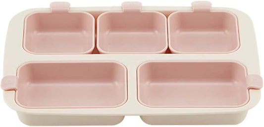 NESTIQUE Diet Portion Control Plate| Food Portion Containers & Divided Plates for Adults | Reusable & Microwavable Plates with Dividers |Silicon Portion Control Containers for Weight Loss Vanilla Pink
