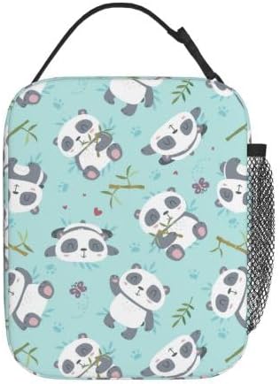 YETTA YANG Cute Panda Portable Lunch Bag Insulated Lunch Box Reusable Totes For Women Men Work Picnic Camping