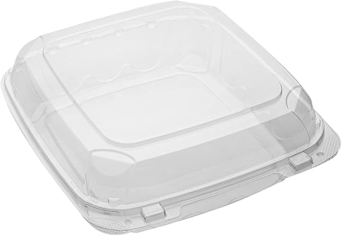 Restaurantware Thermo Tek 45.7 Ounce Clamshell Containers 100 Anti-Fog To Go Food Containers - Freezable Rectangle Clear Plastic Food Packaging Containers Disposable