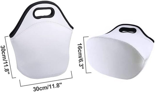 QOMOLANGMA 6 pcs Sublimation Blank Lunch Bag 11.8 x 11.8 in Tote Bag Reusable Insulated Thermal Food Carry Case Handbags with Zipper for Heat Press Transfer Printing (black bottom)