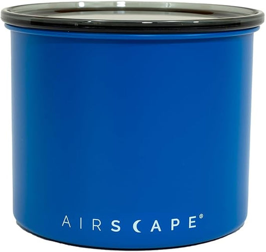 Planetary Design Airscape Stainless Steel Coffee Canister | Food Storage Container | US Patented Airtight Lid | Push Out Excess Air Preserve Food Freshness (Small, Matte Blue)