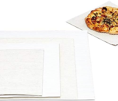 Paper Mart Grease Resistant Pizza Sheets, Bulk Pack of 200 Corrugated Cardboard Sheets, 12 x 12 Inch Liners for Pizza Boxes, Cakes, and Takeout