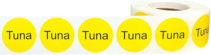 Yellow with Black Tuna Circle Dot Adhesive Stickers, 1 Inch Round Labels, 500 Total Stickers