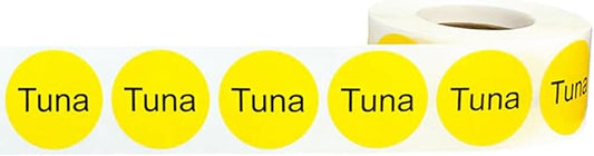 Yellow with Black Tuna Circle Dot Adhesive Stickers, 1 Inch Round Labels, 500 Total Stickers