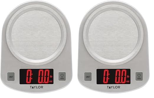 Taylor Digital Kitchen Scale, 11 Pound Capacity, Steel (Pack of 2)