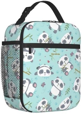 YETTA YANG Cute Panda Portable Lunch Bag Insulated Lunch Box Reusable Totes For Women Men Work Picnic Camping