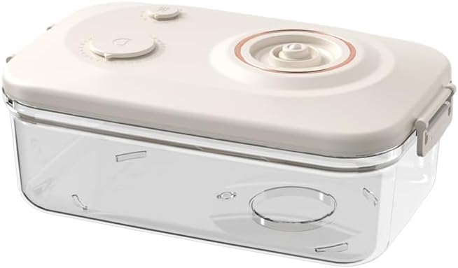liviware home & kitchen Vacuum Seal Containers - Preserve Freshness with Time Dial, BPA-Free, Microwave-Safe - 2-Piece Set (5.1 Cups + 8.9 Cups Rectangular), White, liv01