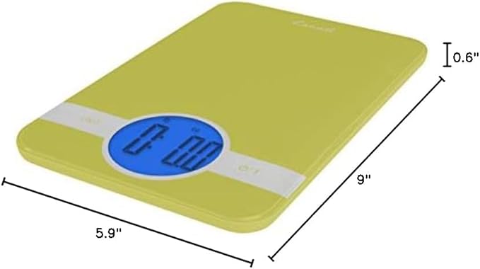 Escali Ciro C115G Blue Backlit Digital Display Table Top Scale, Tare Functionality, Liquid and Dry Measurements, Office, Kitchen, 11lb Capacity, Green
