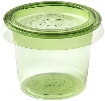 ECO PRODUCTS Compostable 1oz Small Portion Cups, Case of 5000, Veridian Clear Green Plant-Based PLA Plastic, Cold Food Containers, Lid Sold Separately, ASTM Compliant, BPI-Certified