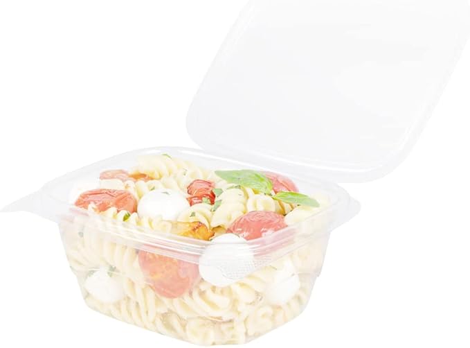 Restaurantware Thermo Tek 16 Ounce Deli Food Containers 100 Anti-Fog Hinged Lid Containers - Freezable Rectangle Clear Plastic To Go Food Containers Disposable