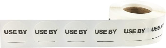 InStockLabels Dissolvable Food Labels, 500 Stickers - 1 Inch Round Use by Labels with Blank Space for Shelf Life, Prep, Rotation, Adhesive Sticker for Food Containers, Meal Storage & Restaurants