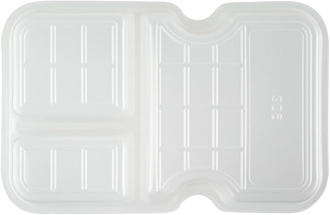 Restaurantware TRAYS ONLY: Futura 10 Ounce Trays For Meal Prep Containers 100 Microwavable Trays For 32 Or 37 Ounce Containers - Containers Sold Separately 3 Compartments White Plastic Food Trays