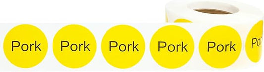 Yellow with Black Pork Circle Dot Adhesive Stickers, 1 Inch Round Labels, 500 Total Stickers