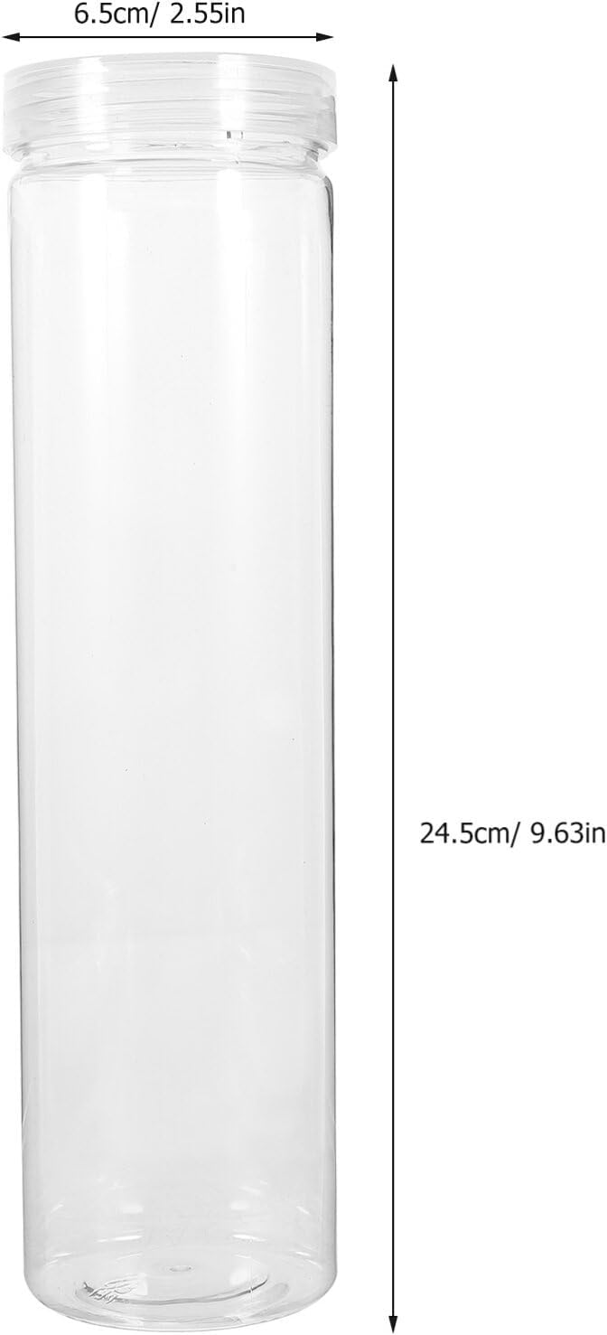 Kichvoe 3pcs Spaghetti Pasta Contaier Storage With Lid Clear Plastic Food Storage Jar Round Transparent Storage for Noodles Flour Cereal Sugar Tea Coffee Beans Dry Goods Rice