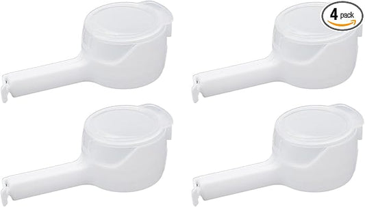 Sscon 4Pcs Food Storage Sealing Clips Plastic Food Bags Clips with Pour Spouts for Snack,White
