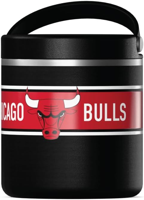 Hydrapeak x NBA Officially Licensed Chicago Bulls 25oz Stainless Steel Vacuum Insulated Thermos Food Jar with Handle, Wide Mouth Leak-Proof Soup Thermos for Adults, 10 Hours Hot and 16 Hours Cold