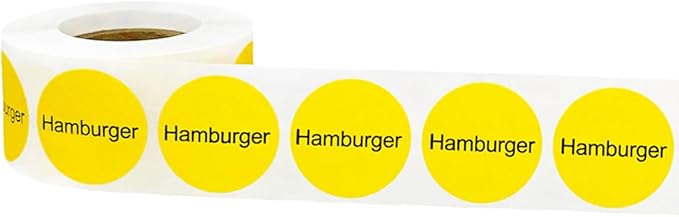 Yellow with Black Hamburger Circle Dot Adhesive Stickers, 1 Inch Round Labels, 500 Total Stickers