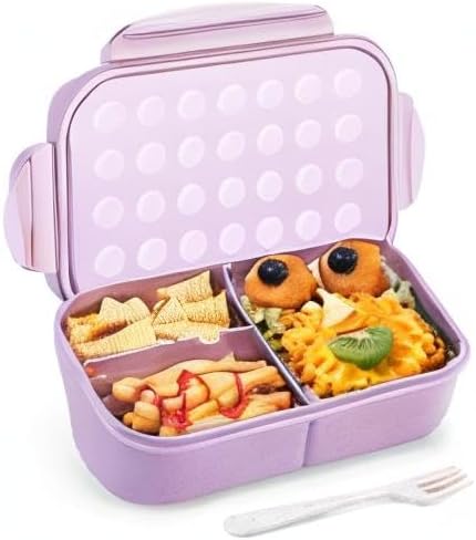 MISS BIG Lunch Box Kids,Ideal Leak Proof Lunch Containers, Mom’s Choice No BPAs and No Chemical Dyes Bento Box for Kids,Microwave and Dishwasher Safe Lunch Box (Purple M)