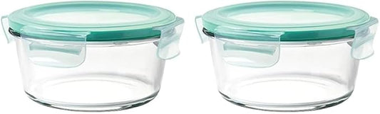 OXO Good Grips 4 Cup Smart Seal Leakproof Glass Round Airtight Food Storage Container (Pack of 2)