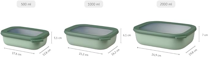 Mepal Cirqula Multi Bowl Rectangular 500 ml Nordic Black-Food Storage Box-Stackable-Dishwasher Safe, Polypropylene