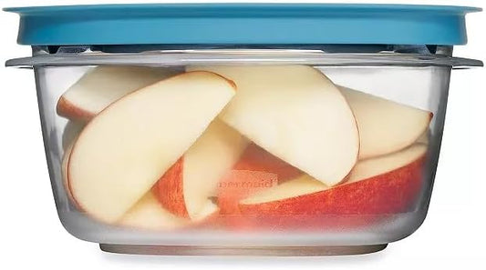 Rubbermaid Storage Containers, Easy Find Lids, Teal, 5 cup, Flex & Seal, Leak Proof Lids, Food Storage Set, Clear Meal Prep Flex Containers, 3 Piece Set