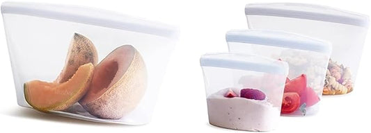 Stasher Reusable Silicone Storage Bag, Food Storage Container, Microwave and Dishwasher Safe, Leak-free, 8 Cup & Reusable Silicone Storage Bag, Food Storage Container, Microwave