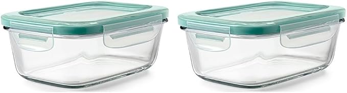 OXO Good Grips 3.5 Cup Smart Seal Glass Rectangle Food Storage Container, Clear (Pack of 2)