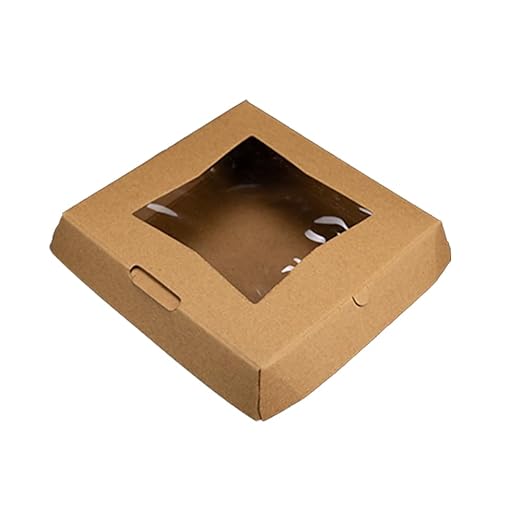 Southern Champion Tray 07C1109 Pizza Clamshell, Square, Kraft, Natural, Window, Study and Disposable (Pack of 200)