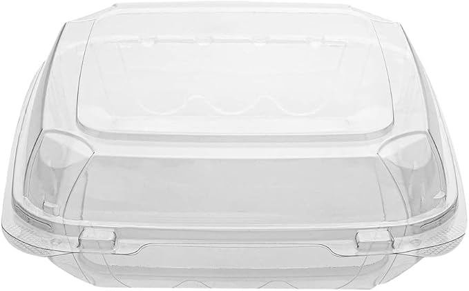 Restaurantware Thermo Tek 45.7 Ounce Clamshell Containers 100 Anti-Fog To Go Food Containers - Freezable Rectangle Clear Plastic Food Packaging Containers Disposable
