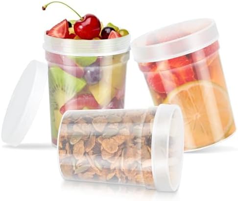 32 oz Twist Top Deli Container With Lids, Plastic Soup Freezer Food Storage Containers BPA Free, Leak Proof, Stackable, Microwave Dishwasher Safe-3 Pack